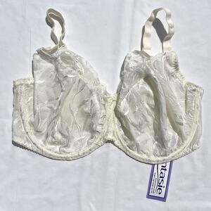 Vintage Fantasie Balconette Bra 36G Pearl Ivory Lace Underwire 6210
